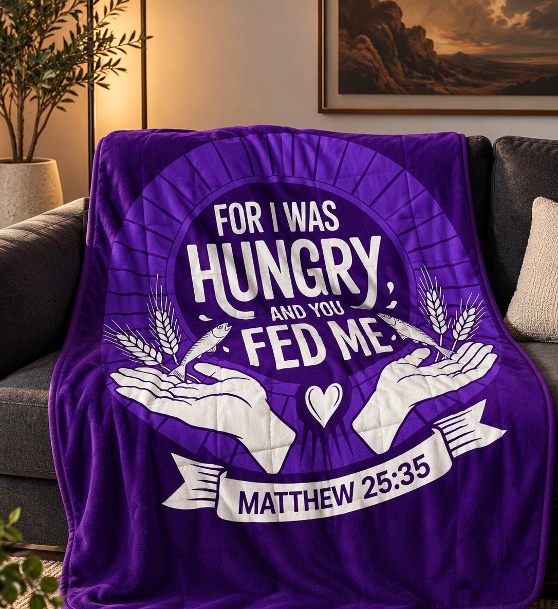 Holy Hugs® The 15-Pound “I Was Hungry” Weighted Blanket